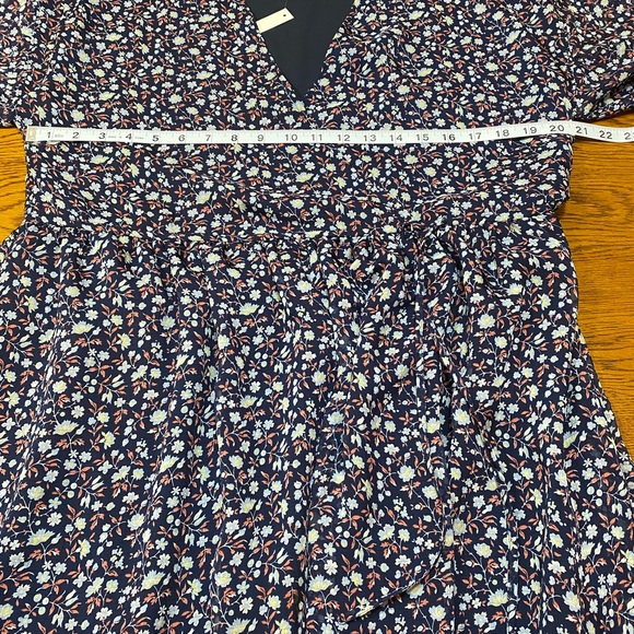 NWT Madewell Floral Tie Waist Midi Dress Harvest Vine Navy Blue Washable Size L - Picture 7 of 11